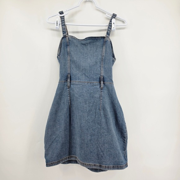 H&M Dresses & Skirts - H&M Divided Denim Pinafore Dress Blue Mini Belted Sleeveless Overall Size S